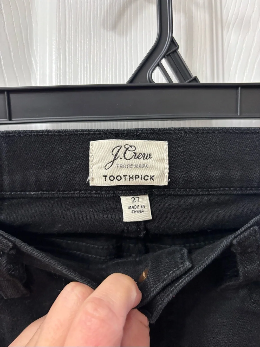 J.Crew Toothpick Mid Rise Skinny Jeans Black Stretch Denim Size 27